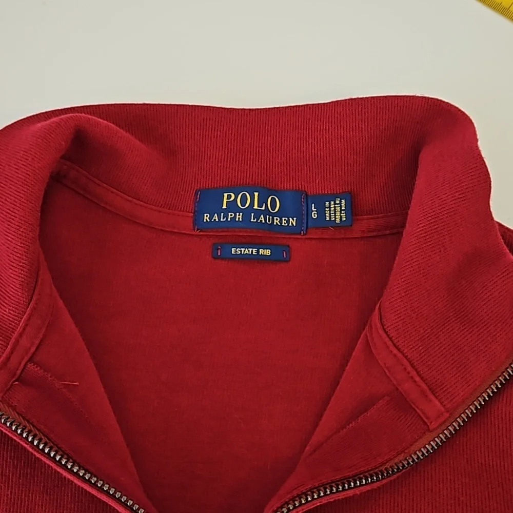 Polo Ralph Lauren Cranberry Red Quarter Zip Sweater Pullover Size L